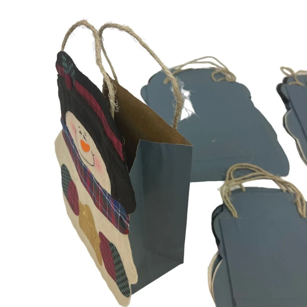 Snowman Gift Bags w Rope Handles Multi Size 3-D  (Pack of‎ 11) Christmas Holiday
